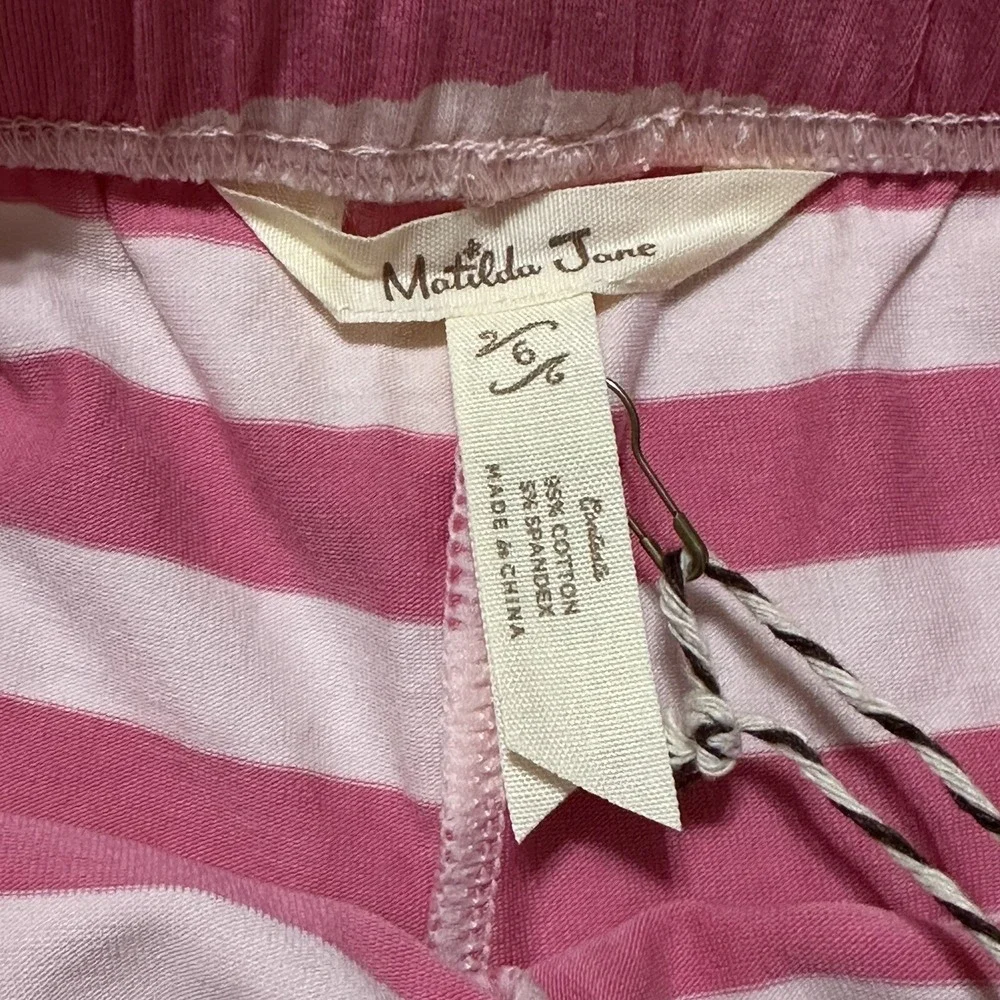 Matilda Jane Pink White Striped Ruffle Flare‎ Pants Girls Sz 6 New With Tags